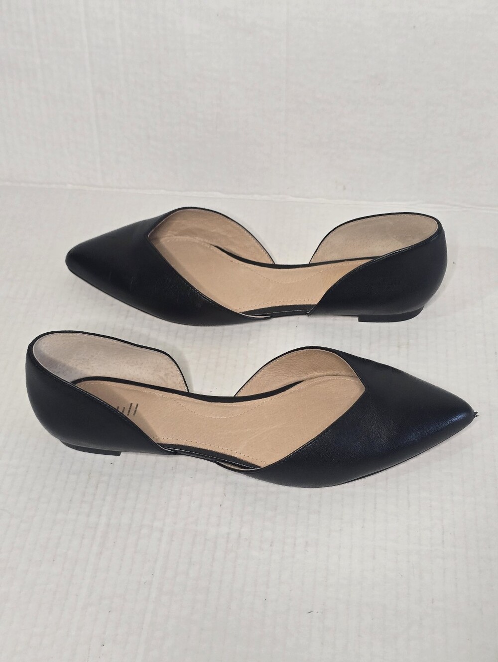 J.Jill Mirabelle D'Orsay Leather Flats Black Pointed Toe Women's Size 8